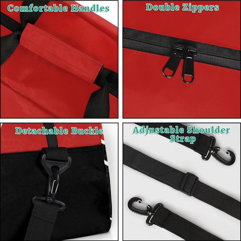 Cheer Kid Duffel Bag Collapsible Sports Gym Bags Travel Weekender Overnight Bag for Girls Boys Personalized Gymnastics Sleepover Bag Black Red Color-cheer02