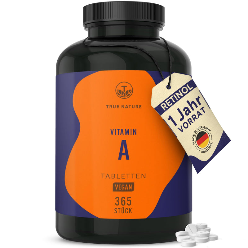 [Australia] - Eye vitamins - 365 vitamin A tablets - Retinol: 10,000 IU (3000 µg) - Vitamin A capsules alternative - Retinyl acetate - No additives, vegan - TRUE NATURE® 91 g (pack of 1) 