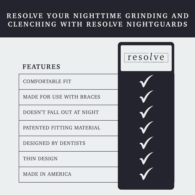 Resolve Night Guard - Custom-Fit Professional Mouth Guard for Nighttime Teeth Grinding and Clenching, Relieve Tooth Pain at Night with 2-Pack Night Guard (Silver) Silver