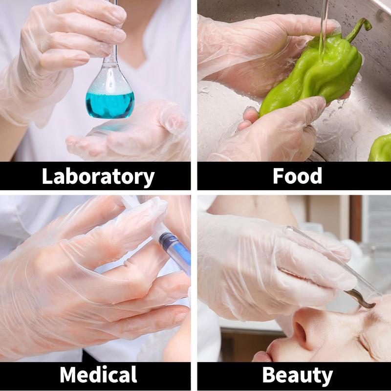 [Australia] - Basic Vinyl Exam Gloves, 4 Mil Powder-Free Food Safe House Cleaning Disposable Medical Glove, Clear 100 Pcs Clear (Medium 100) 