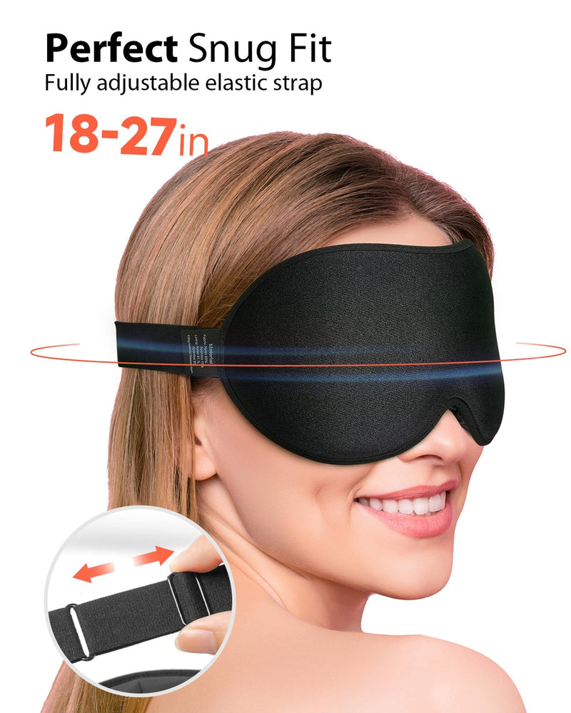 [Australia] - MABAO Weighted Eye Mask for Sleeping, Blackout 3D Contoured Sleep Mask with Adjustable Strap for Women Men, Memory Foam, Gentle Pressure Relief Comfort Eye Cover Blindfold for Insomnia & Travel -Black Black 