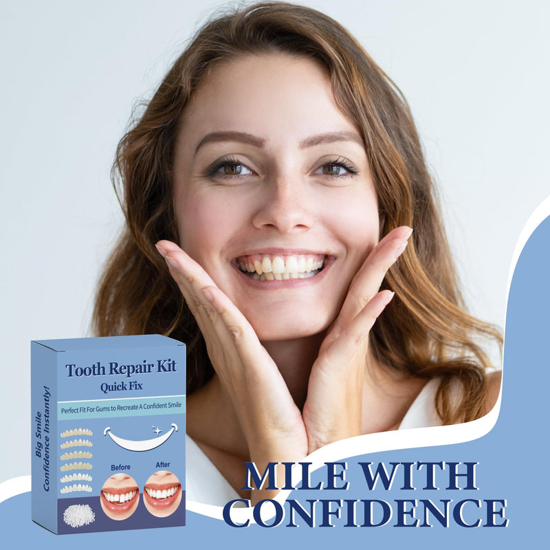 Tooth Repair Kit，Temporary Natural Shade for Filling The Gap, Moldable Thermal Beads Replacement Kit Replace The Missing or Broken Tooth-6PCS-T003