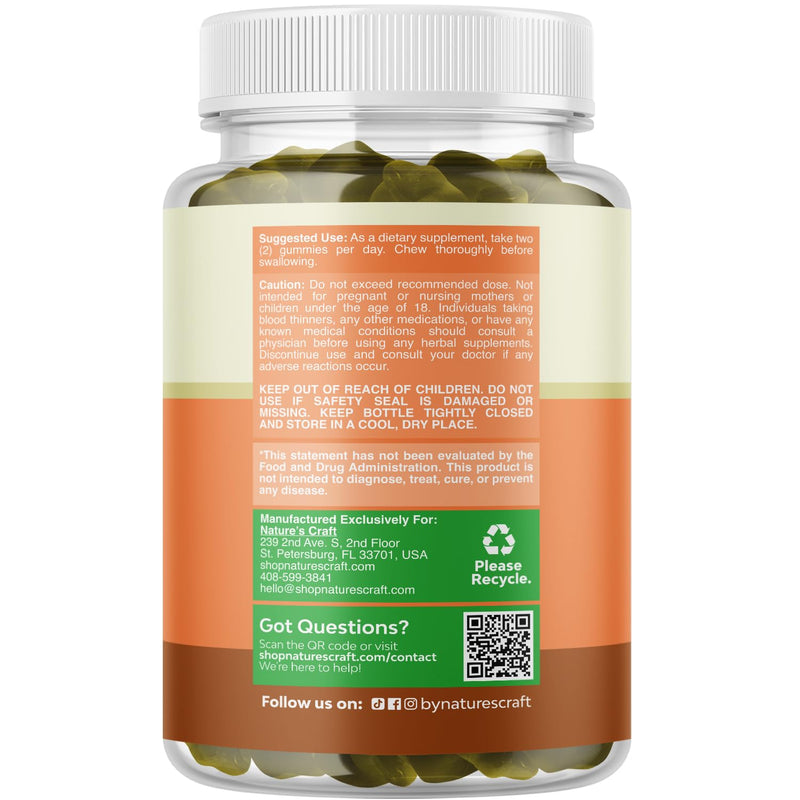 Natures Craft Thyroid Support Gummies - Thyroid Support Gummies for Comprehensive Support for Men and Women with Iodine Selenium and Other Potent Vitamins - Gelatin-Free Non-GMO - 120 Count