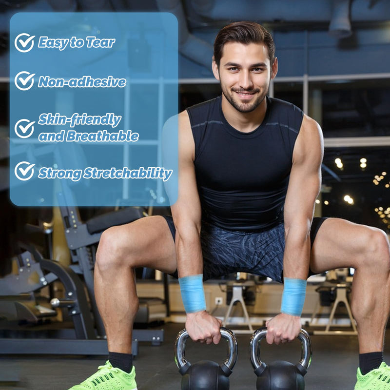 4 Rolls Pre Wrap Athletic Tape, 7cm×27m Prewrap Athletic Tape, Easy to Tear and Apply