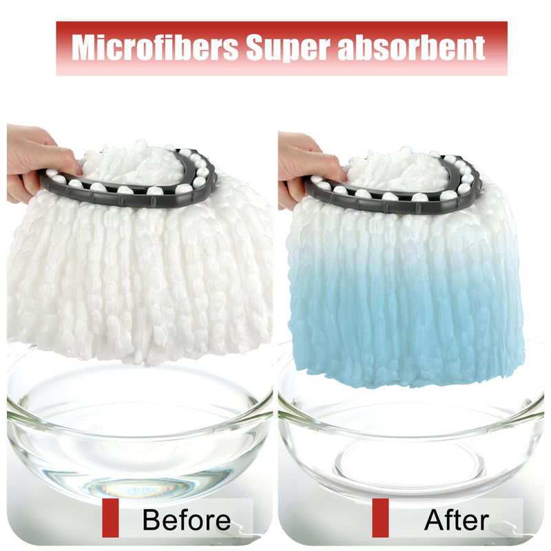 [Australia] - Mop Head Replacement, 3 Pack Spin Mop Refill Replace Head Compatible Easywring 1-Tank System, Great Cleaning Power, Microfiber, Helper Housework, Machine Washable & Easy-to-Replace, White 1-TANK Mop Head (3pcs) 