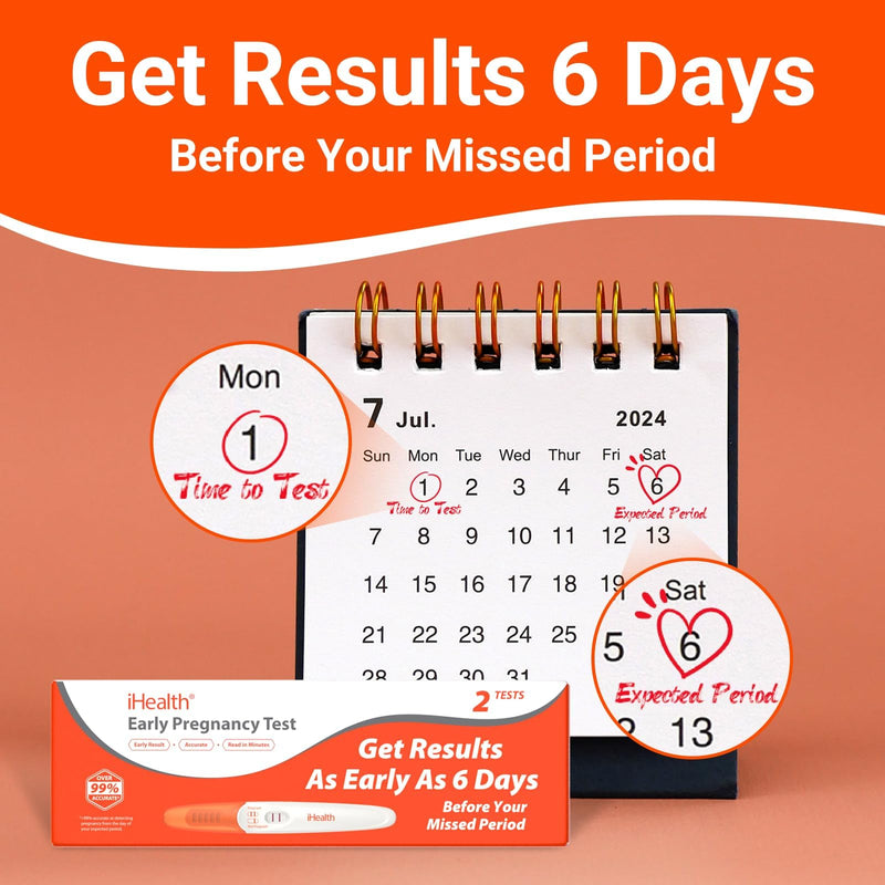 [Australia] - iHealth Pregnancy Test 5-Pack, Detect Early Pregnancy 6 Days Before Missed Period with 99% High Sensitivity. Easy at-Home Fertility HCG Test with Pink Dye, Individually Wrapped, Pruebas de Embarazo 1 Count (Pack of 5) 