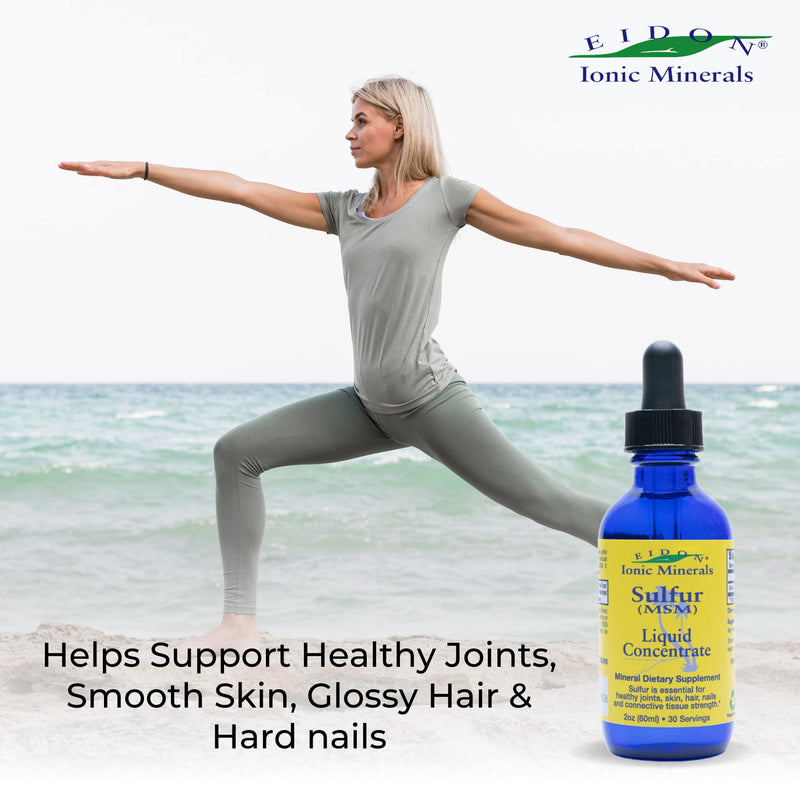 [Australia] - Eidon Ionic Minerals Liquid Sulfur Concentrate - Ionic MSM Sulfur Drops Supplement, Supports Smooth Skin & Glossy Hair, No Preservatives or Additives - 2 Oz Bottle 