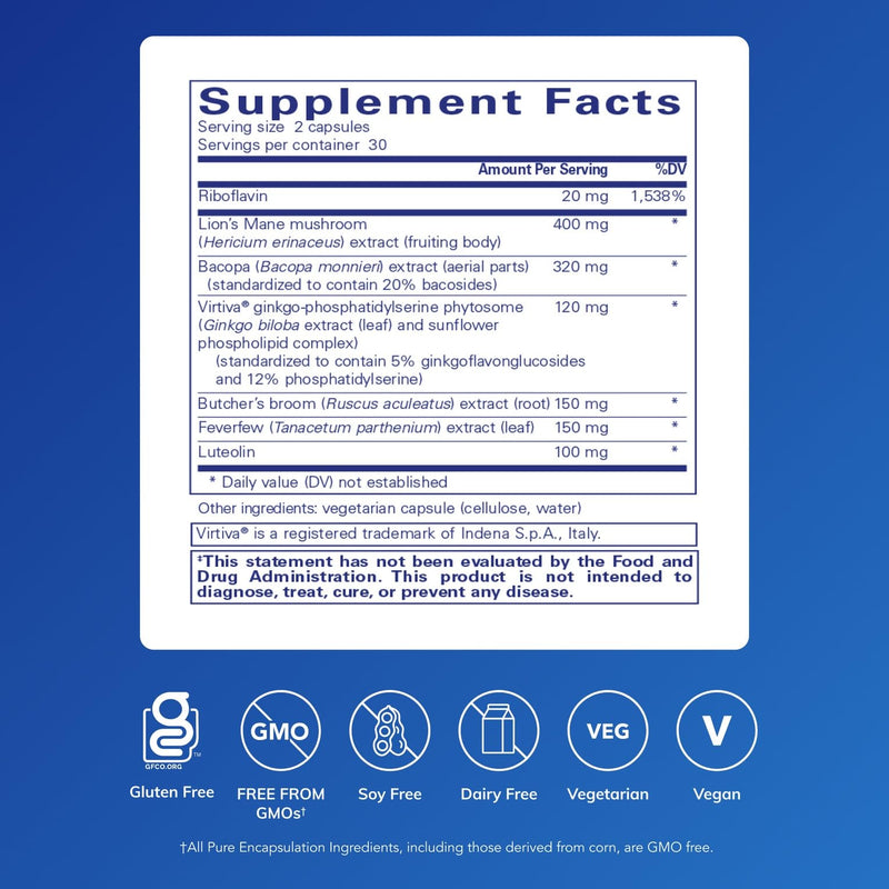 [Australia] - Pure Encapsulations Brain Reset | Supports Concentration, Clarity, and Memory Associated with Brain Fog | 60 Capsules* 
