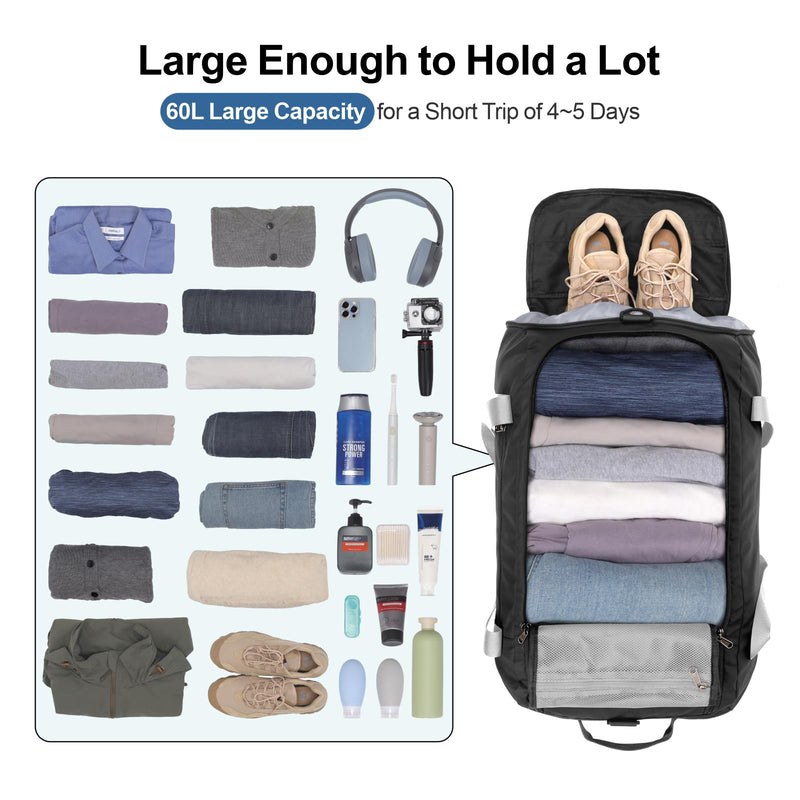 Cambond 60L Large Duffle Bag for Travel Bundle with Compression Packing Cubes