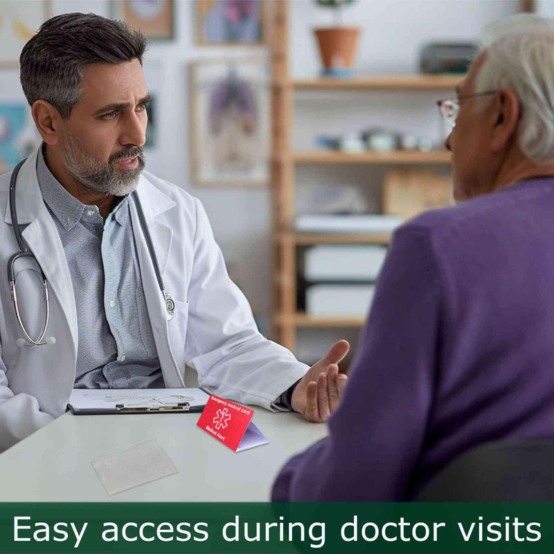 [Australia] - 10 Pack Red Medication List Card with 10 Sleeves for Family Members Like Elderly - Emergency Contact ID Card for Wallet, Phone, Pocket, Handbags - Medical Systems for Retirement Community 