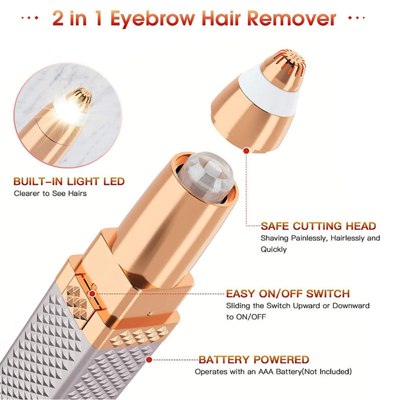 [Australia] - Hair Removal for Women, 2 In1 Eyebrow Epilator Eyebrow Trimmer Body Hair Groomers Electric Hair Remover for Eye Brows Hair Removal Lip Hair Shaver Hair Removal Device 