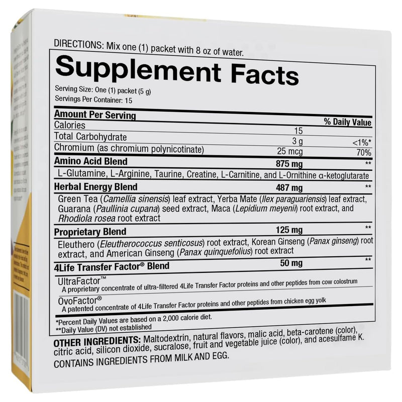 4Life Energy Go Stix Tropical Drink Mix with Amino Acids, 15 Packets | Tropical flavor, Green tea, Yerba mate, Ginseng, Guarana, Maca, Energy supplement, Endurance, Portable stick packs