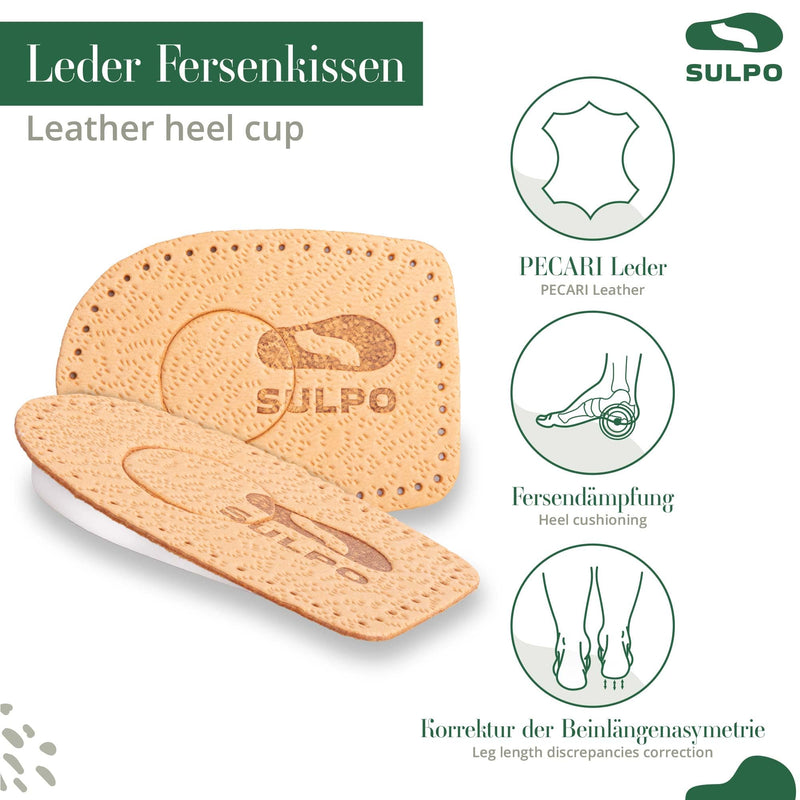 [Australia] - SULPO 2 pairs of heel spur heel cushions - insoles for shoes - heel spur insoles made of leather and latex foam - pain relief - Achilles tendon insoles - heel cushion for men and women beige heel spur 35-41 