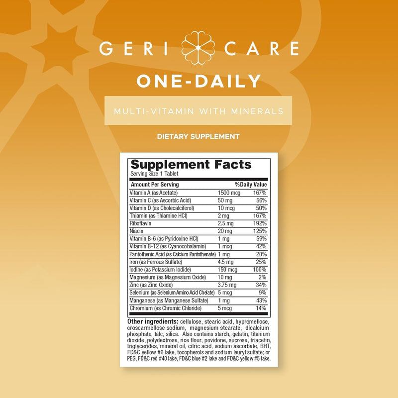 GeriCare One-Daily Multivitamins with Minerals for Men & Women (1000 Tablets) High-Potency Multi-Vitamin & Multimineral Dietary Supplement for Immunity, Energy| Complete Daily Nutritional Support 1000 Count (Pack of 1)
