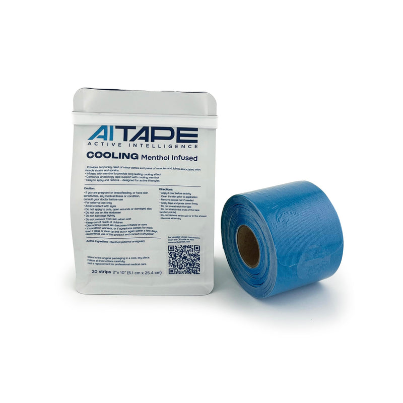 AI Tape Cooling Menthol Infused – Flexible Kinesiology Tape with Menthol | Precut Athletic Strips for Active Support & Comfort – 20 Strips