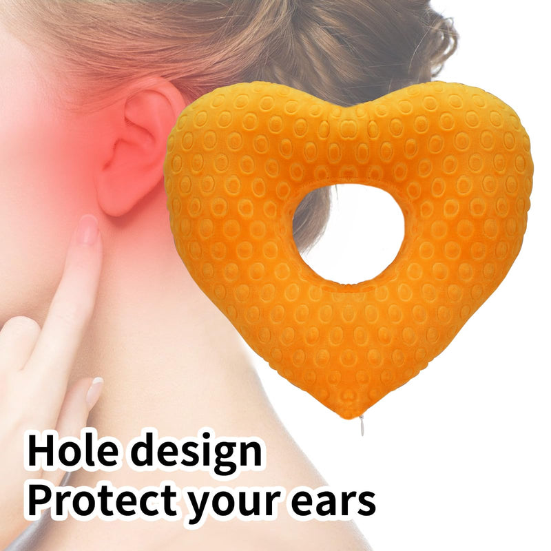 [Australia] - Ear Piercing Pillow for Side Sleepers with an Ear Hole for CNH and Ear PainEar Inflammation Pressure Sores, Cotton Love Side Sleeping Pillow, Ear Guard Pillow (Orange) Orange 
