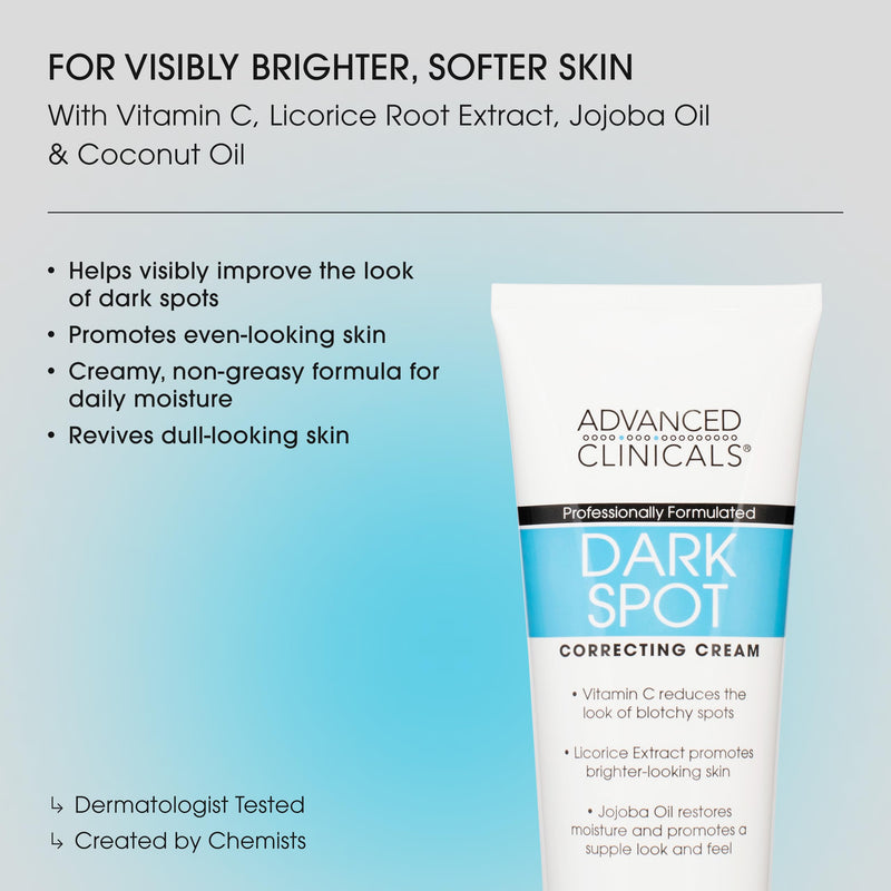 Advanced Clinicals Dark Spot Vitamin C Cream For Face, Hand & Body Lotion, Anti Aging Therapeutic Skin Care Moisturizer Lotion Reduces Appearance Of Age Spots, Blotchy Skin, & Wrinkles, Large 8 Fl Oz 8 Ounce (Pack of 1) Dark Spot Reducer Cream