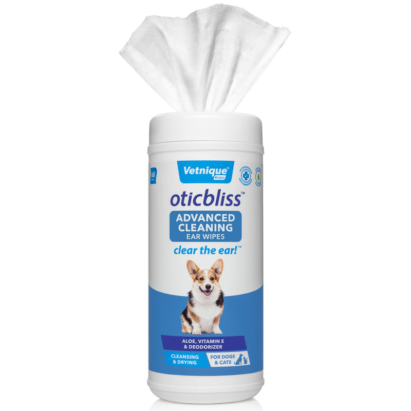 Oticbliss Vet-Strength Ear Drops with MicroSilver™ BG and Oticbliss Advanced Cleaning Wipes XL (60 Ct) Bundle, Advanced Ear Conditions Clinical Strength Ear Drops for Dogs Plus Dog Ear Cleaning Wipes - PawsPlanet Australia