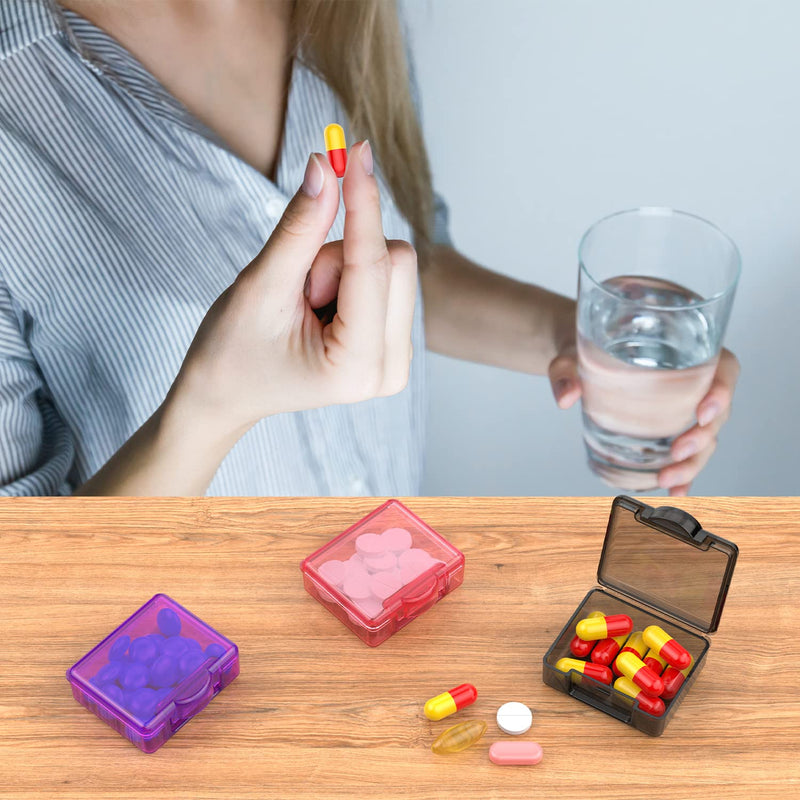 Cute Small Travel Pill Box, Urekt 10 pcs Mini Pocket Pill Organizer Daily Single Pill Containers Portable Medicine Holder for Purse Vitamin Fish Oil Supplements 10 pack