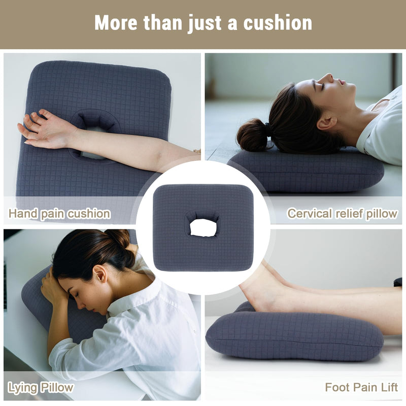 [Australia] - Donut Pillow for Bed Sores Tailbone Pain Relief Cushion, Cotton Butt Donut Cushion Breathable for Hemorrhoid, Pregnancy, Prostate and Surgery, Sitting Pressure Relief for Home, Office, Car Navy Blue 