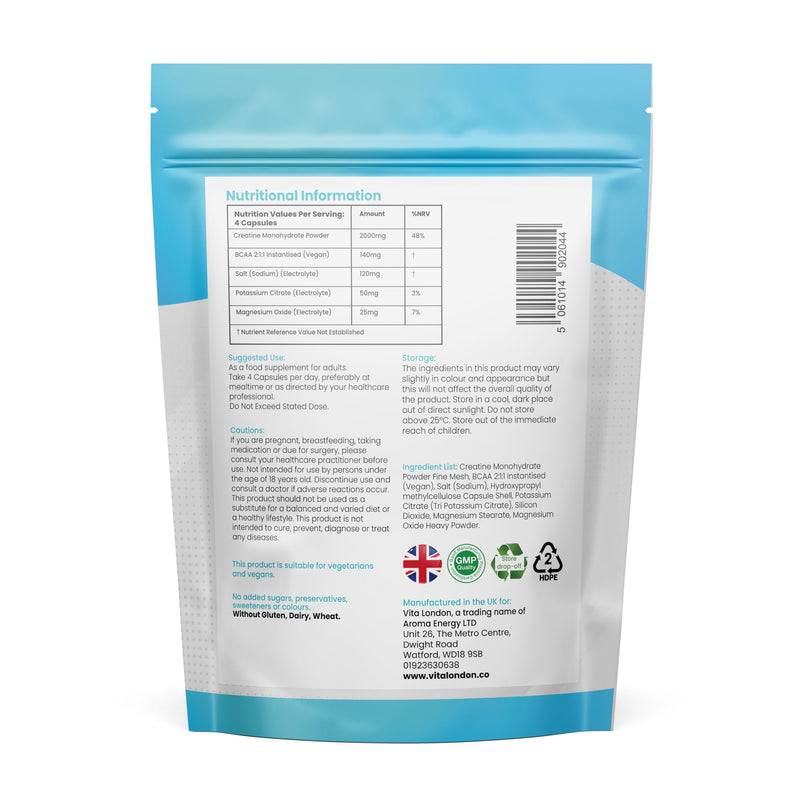 Creatine Monohydrate Complex + BCAA's & Electrolytes | 120 Vegan Creatine Capsules for Women & Men (Not Creatine Powder, Gummies or Tablets) | Enhanced Performance & Recovery 120 count (Pack of 1)
