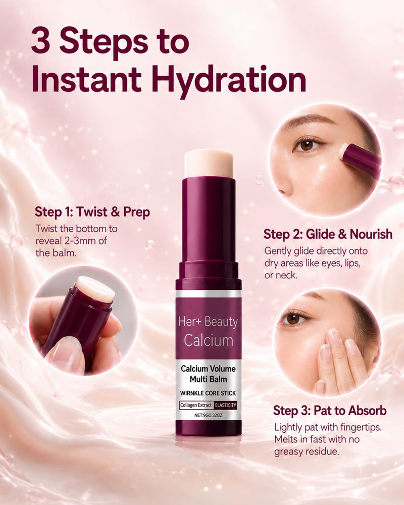 Collagen Calcium Multi Balm Stick, Hydrating & Moisturizing Balm with Vitamin D & Shea Butter, Helps Skin Feel Soft and Smooth, for Eyes, Face & Neck (1PCS) 1PCS