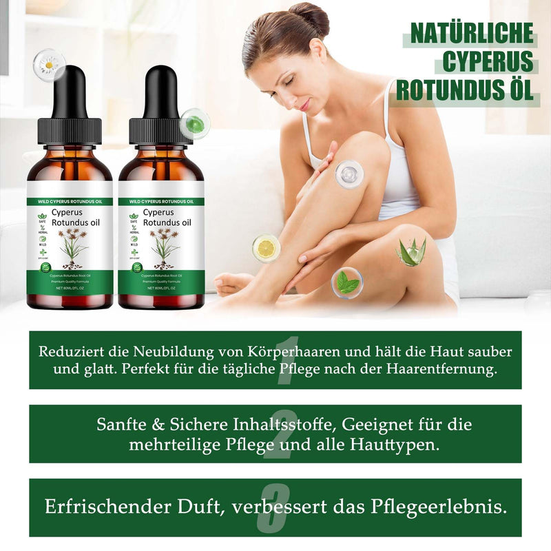 [Australia] - Cyperus Rotundus Oil, 120ml Pure Cyperus Oil Silky Hair Remover, Natural Essential Oils Cyperus for Hair Removal, Pure Ripe Cyperus Rotundus Oil for Reducing Body Hair Growth (2PCS) 