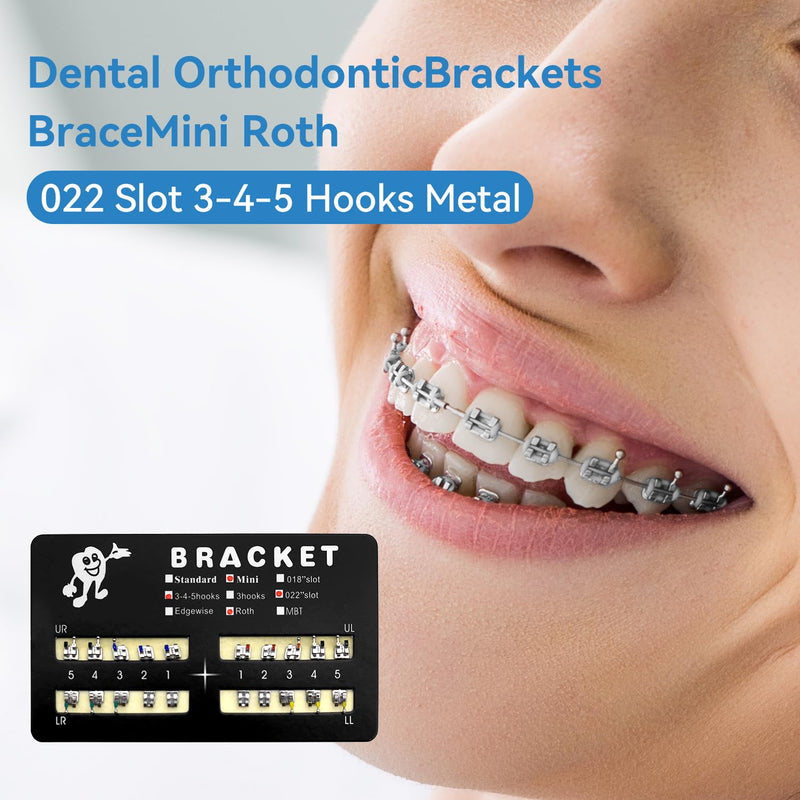 [Australia] - 100pcs/Pack 022 Slot Bondable with Hook on 345 Teeth Model Mini Roth Brackets Roth,5 pieces per pack 20 pieces per pack. (5 pcs) 5 pcs 