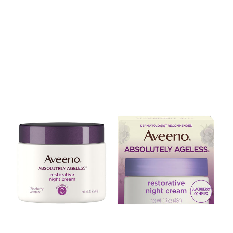 Aveeno Absolutely Ageless Restorative Night Cream Face & Neck Moisturizer with Antioxidant-Rich Blackberry Complex, Vitamin C & E, Hypoallergenic, Non-Greasy & Non-Comedogenic, 1.7 fl. oz 1.7 Fl Oz (Pack of 1)