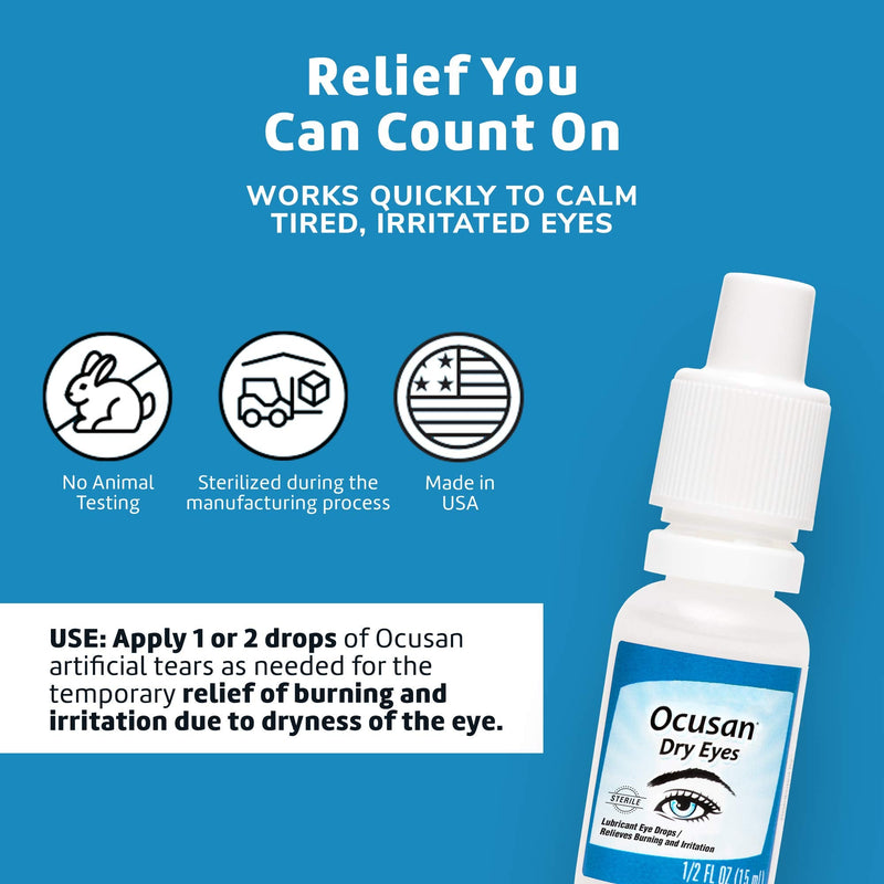 Eye Drops for Dry Eyes - Lubricating Artificial Tears to Relieve Painful Dry Eyes, with 2 Moisturizers 0.5 FL OZ 0.5 Fl Oz (Pack of 1)