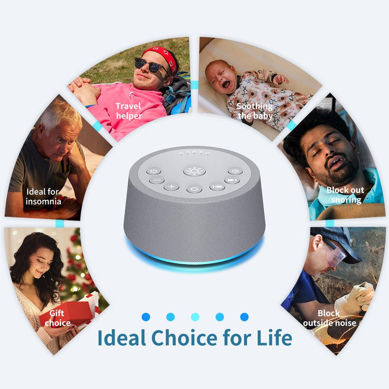 [Australia] - SoundLegend Sleep White Noise Sound Machines 32-Level Volume 30 Sounds 12 Colors Light 5 Timers Adjustable Light Brightness Compact for Everyone Travel Gift Memory Function Grey 