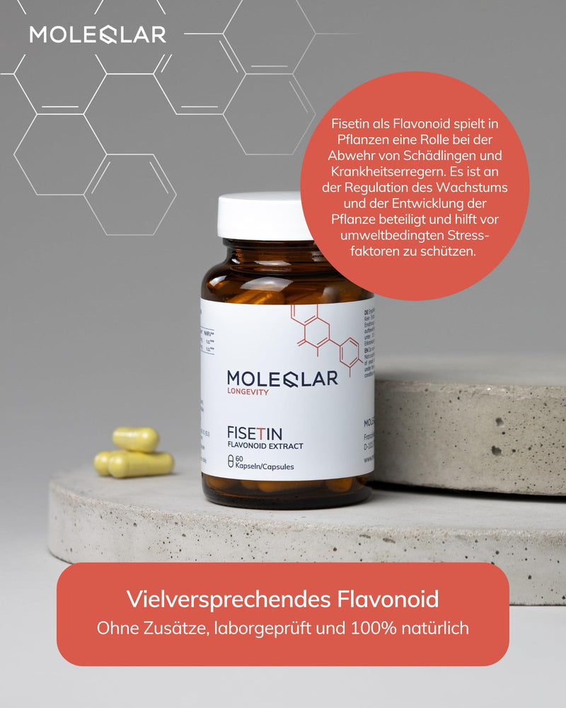 [Australia] - MoleQlar Fisetin 50mg capsules - 60 pieces - 100mg fisetin from wig bush extract per serving - bioflavonoid from natural source - vegan, GMO-free and certified in DE 