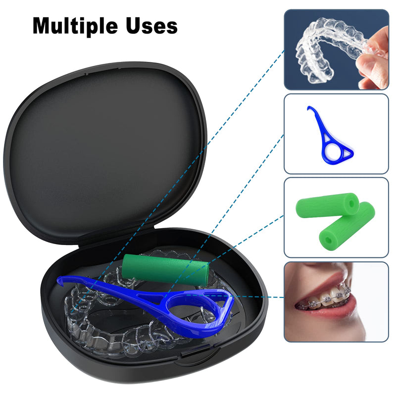 [Australia] - 2PCS Retainer Case Denture Case: BVN Orthodontic Dental Case, Slim Braces Case, Mouth Guard Case, Denture Box, Teeth Aligner Case, Night Guard Case Container Storage Holder Black. TWO 