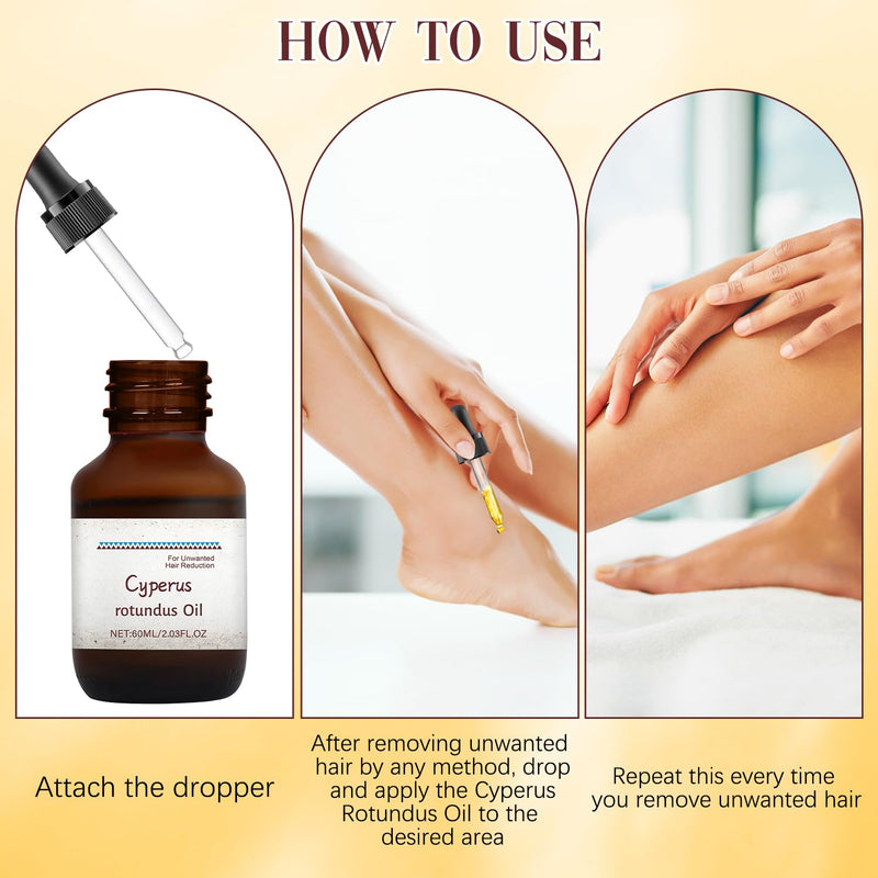 [Australia] - 2PCS Cyperus Rotundus Oil, 60ml*2 Essential Oils Cyperus for Hair Removal, Natural Pure Cyperus Oil Silky Hair Remover, for Reducing Body Hair Growth and Skin Care 