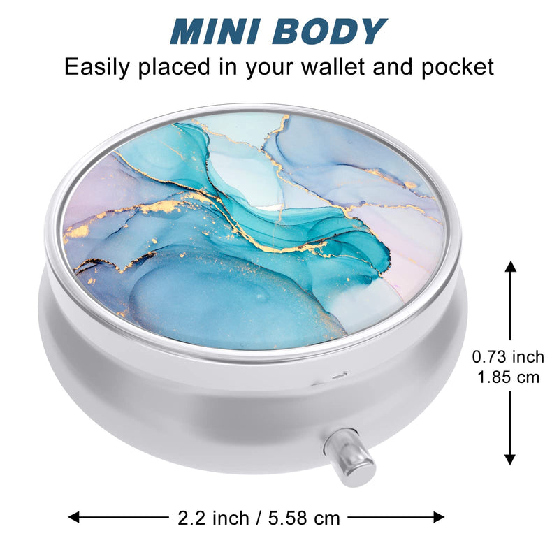 Aiawoxc Pill Case, Cute Travel Pill Box for Purse, Moisture Proof Small Medicine Holder, Portable Pocket Medicine Organizer Dispenser to Hold Vitamins, Cod Liver Oil, Supplements, Colorful Ink Marble