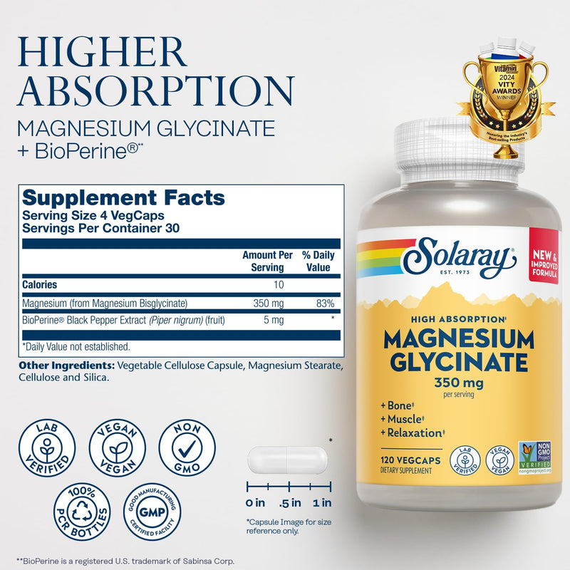 SOLARAY Vitamin D3 K2 and Magnesium Glycinate - Bone Health Bundle - Calcium Absorption, Nerve, Heart and Immune Support w/ 5000 IU Vitamin D, 350mg Chelated Magnesium, 60-Day Guarantee, 120ct/120ct
