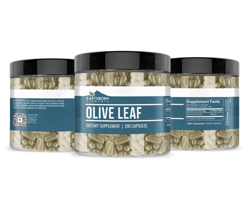[Australia] - Earthborn Elements Olive Leaf Extract 200 Capsules, Pure & Undiluted, No Additives 200 Count (Pack of 1) 