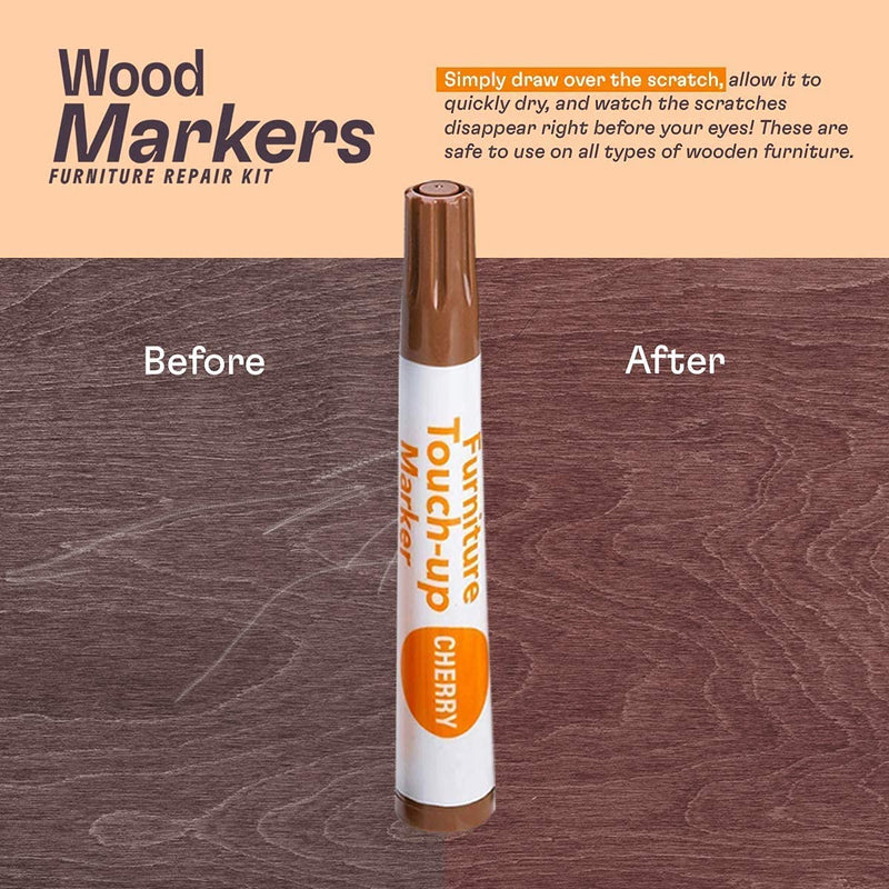 [Australia] - Katzco Furniture Repair Kit Wood Markers - Set of 13 - Markers and Wax Sticks with Sharpener - for Stains, Scratches, Floors, Tables, Desks, Carpenters, Bedposts, Touch-Ups, Cover-Ups, Molding Repair 