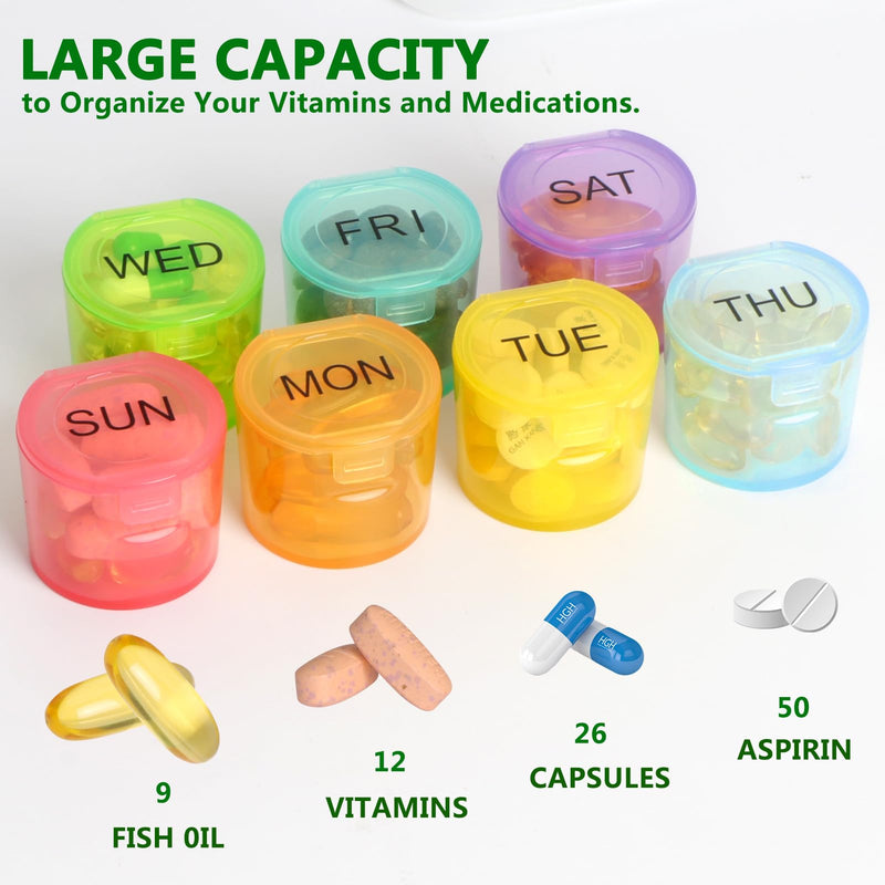 NatureTouch Weekly Pill Organizer, BPA Free Medicine Organizer Rainbow 7 Day Pill Box, Daily Portable Pill Conatainer for Pills/Vitamin/Fish Oil/Supplements [Lastest Version],Purple Purple