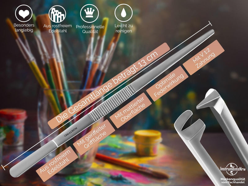 [Australia] - Professional tweezers straight 10.5 cm to 60 cm SELECTION, with internal teeth NEW (13 cm) silver 13 cm (pack of 1) 