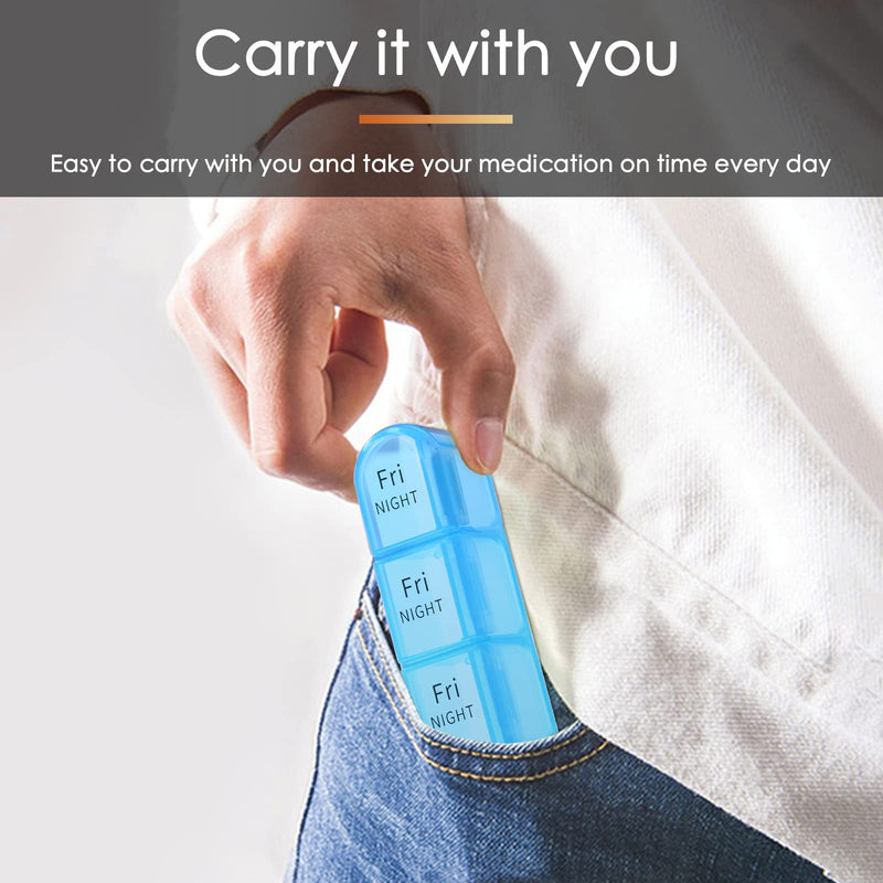 Greencycle Weekly Pill Organizer, 7 Day / 4 Times A Day Large Pill Cases Moisture-Proof Pill Box AM PM Medicine Organizer to Hold Vitamins Fish Oil Compartments Supplements (Rainbow)