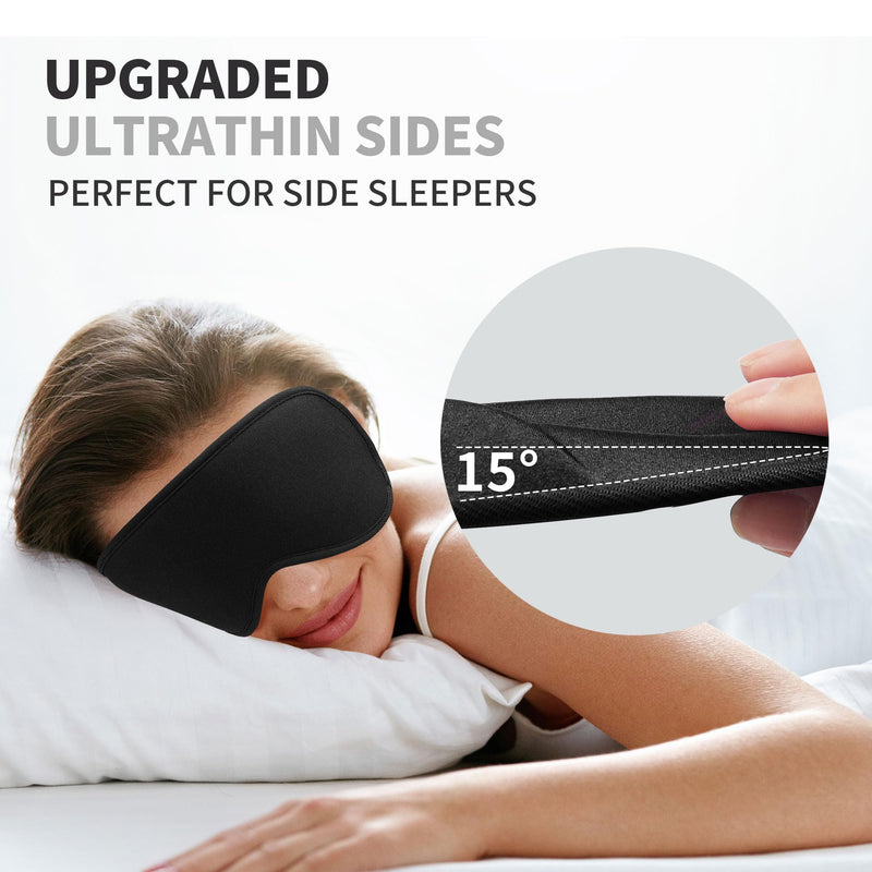 [Australia] - 3D Sleep Mask for Men Women 2 Pack, Blackout Eye Mask for Sleeping Eye Mask for Side Sleeper, Memory Foam Adjustable&Washable, Airplane Travel Essentials Couples Yoga Meditation Office Black & Black 1 Count (Pack of 2) 