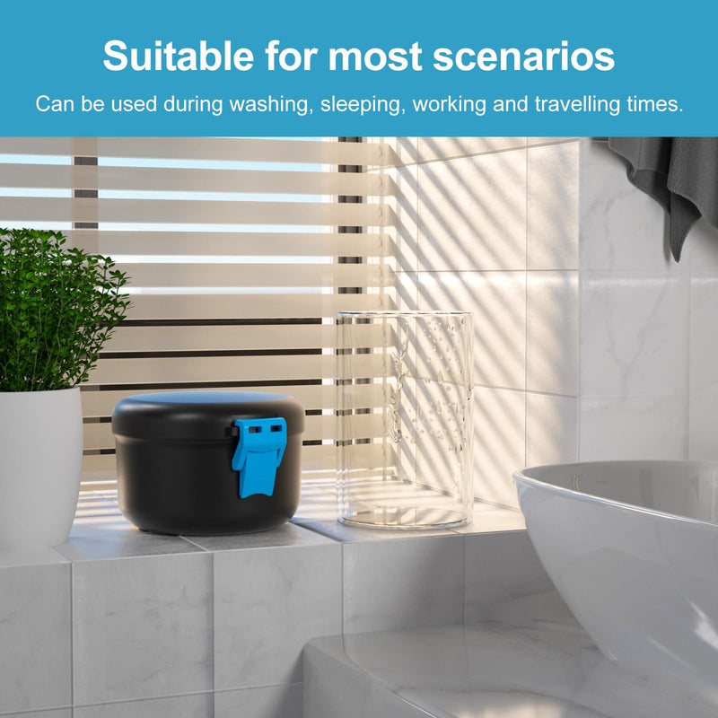 [Australia] - BVN tooth protection cleaning box braces tooth protection boxes dentures box denture cleaning case (black + blue) black blue 