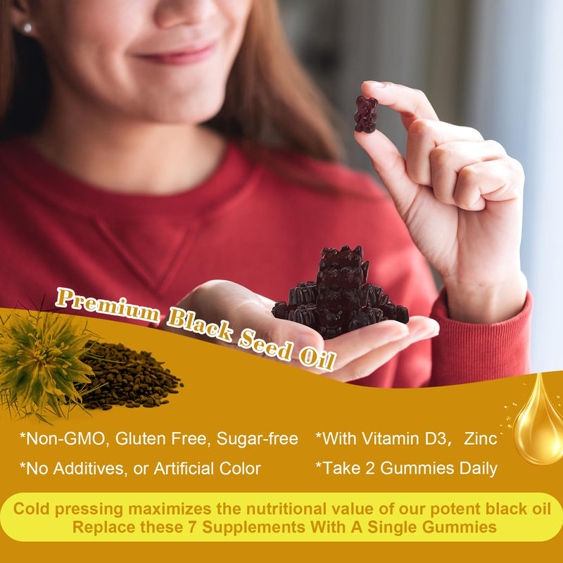[Australia] - Black Seed Oil & Sea Moss Gummies, 2Pack Irish Sea Moss Gummies with Black Seed Oil, Ashwagandha Extract, Elderberry, Turmeric, Vitamin C, Vitamin D3 - Immune Support, Joints, Digestion, Hair & Skin 120 Count (Pack of 1) 