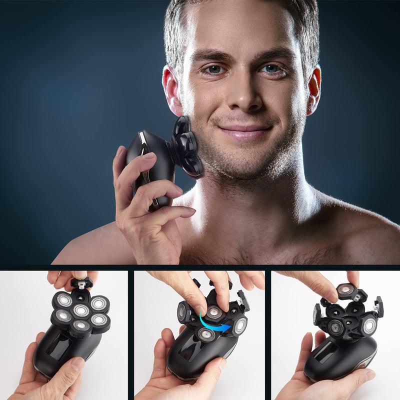 [Australia] - Electric Head Shaver for Bald Men - LED, Travel Lock, Nose Hair & Sideburns Trimmer 