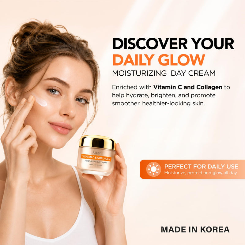 Vitamin C Face Cream with Collagen, Brightening Moisturizer, 1.69 Fl Oz | Dermatologist Tested, Anti-Aging, Korean Skin Care - Deep Hydration, Firm Feel & Antioxidant Support - Clean Beauty, Vegan Vitamin C & Collagen