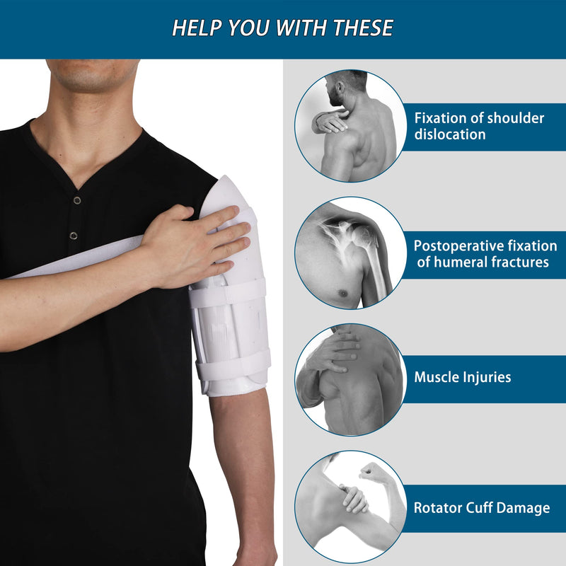 [Australia] - Komzer Sarmiento Fracture Orthosis - Medical Upper Arm Brace for Humerus Shaft Break, Adjustable Left/Right Support with Breathable PP Shell, Non-Surgical & Post-OP Care (S) Small 
