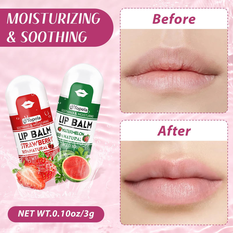 Yopela Mini Lip Balm Bulk 42 Pack, Natural Lip Balms with Vitamin E and Coconut Oil, Moisturizing and Nourishing Dry Cracked Lips,14 Flavors Chap Sticks Small Gift Party Favors for Kids Adults Pack of 42
