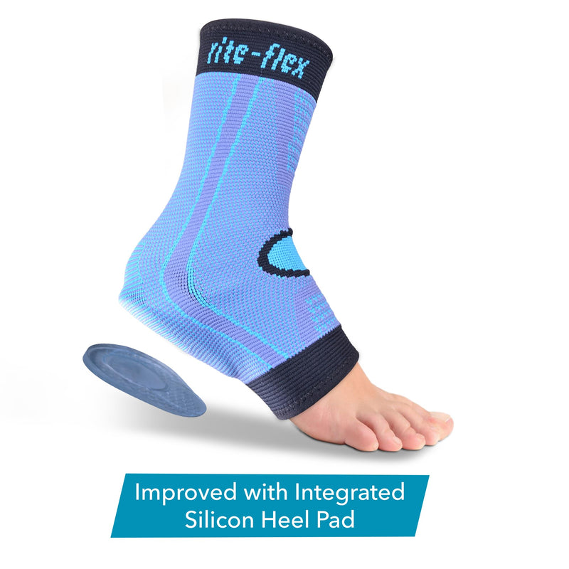 [Australia] - 3-in-1 Ankle Compression Sleeve with Silicone Heel Pad - Ankle Brace for Sprains, Foot Fatigue, Post Surgery, Plantar Fasciitis Relief & Support (2, Large) 2 