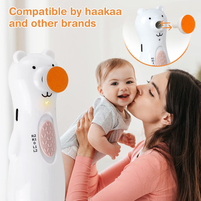 [Australia] - haakaa Electric Nail Trimmer Replacement Pads Baby Nail Trimmer Heads for Standard Baby Nail File, Suitable for 12+Months, Orange 